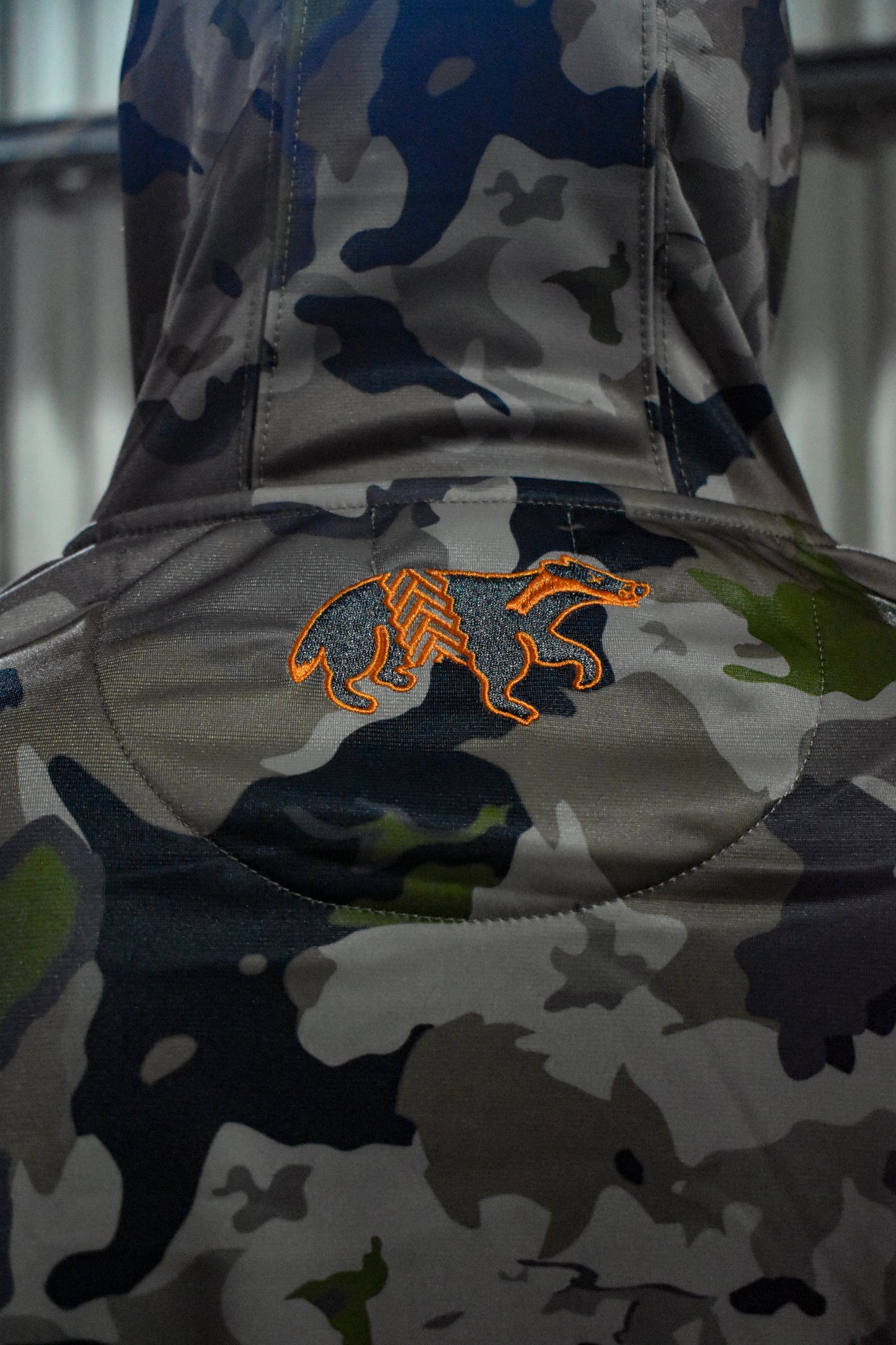 Dead Badger Clothing tech camo hoodie detail
