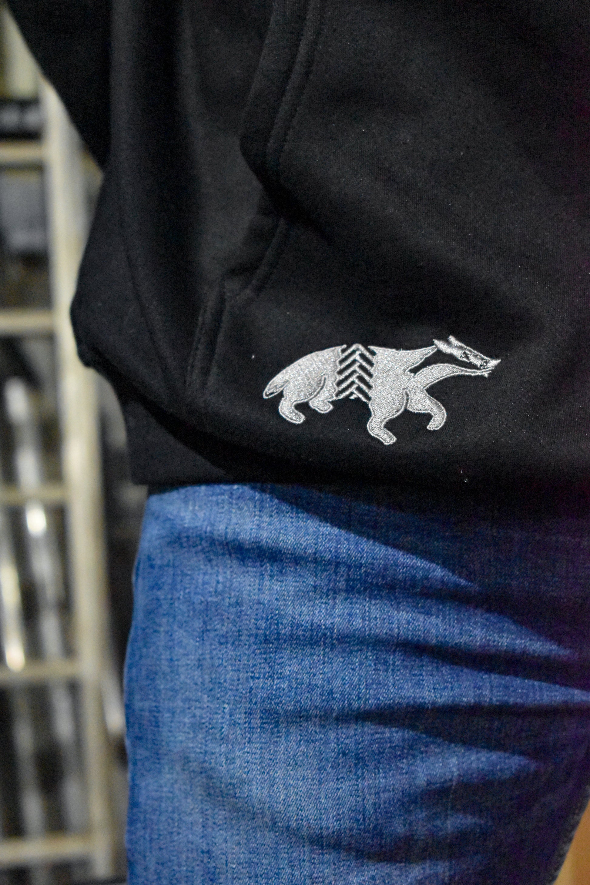 Dead Badger Clothing black hoodie detail