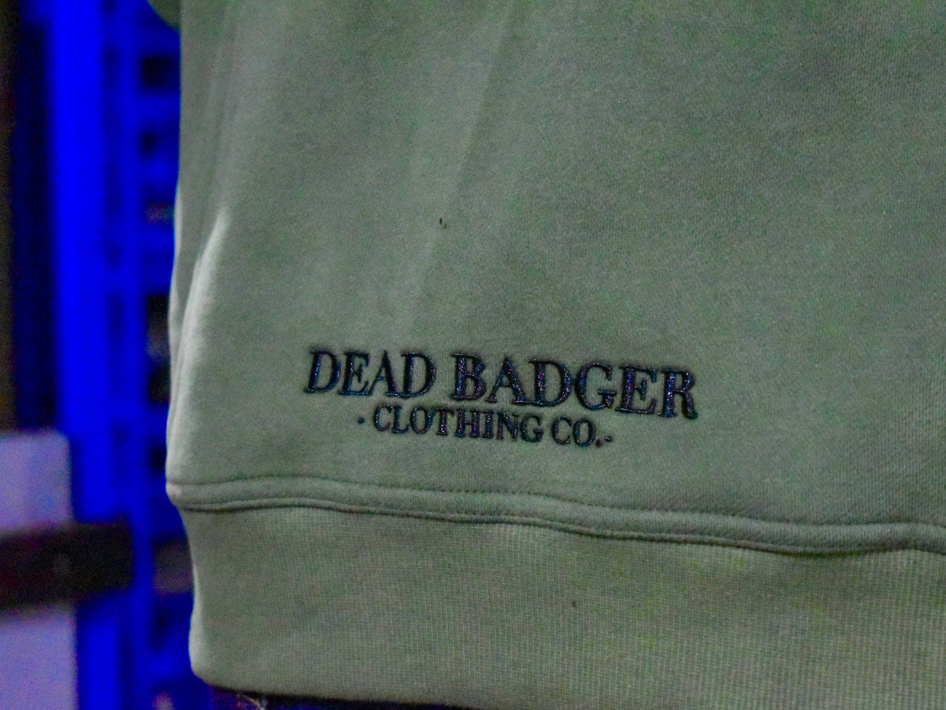 Dead Badger Clothing khaki hoodie detail