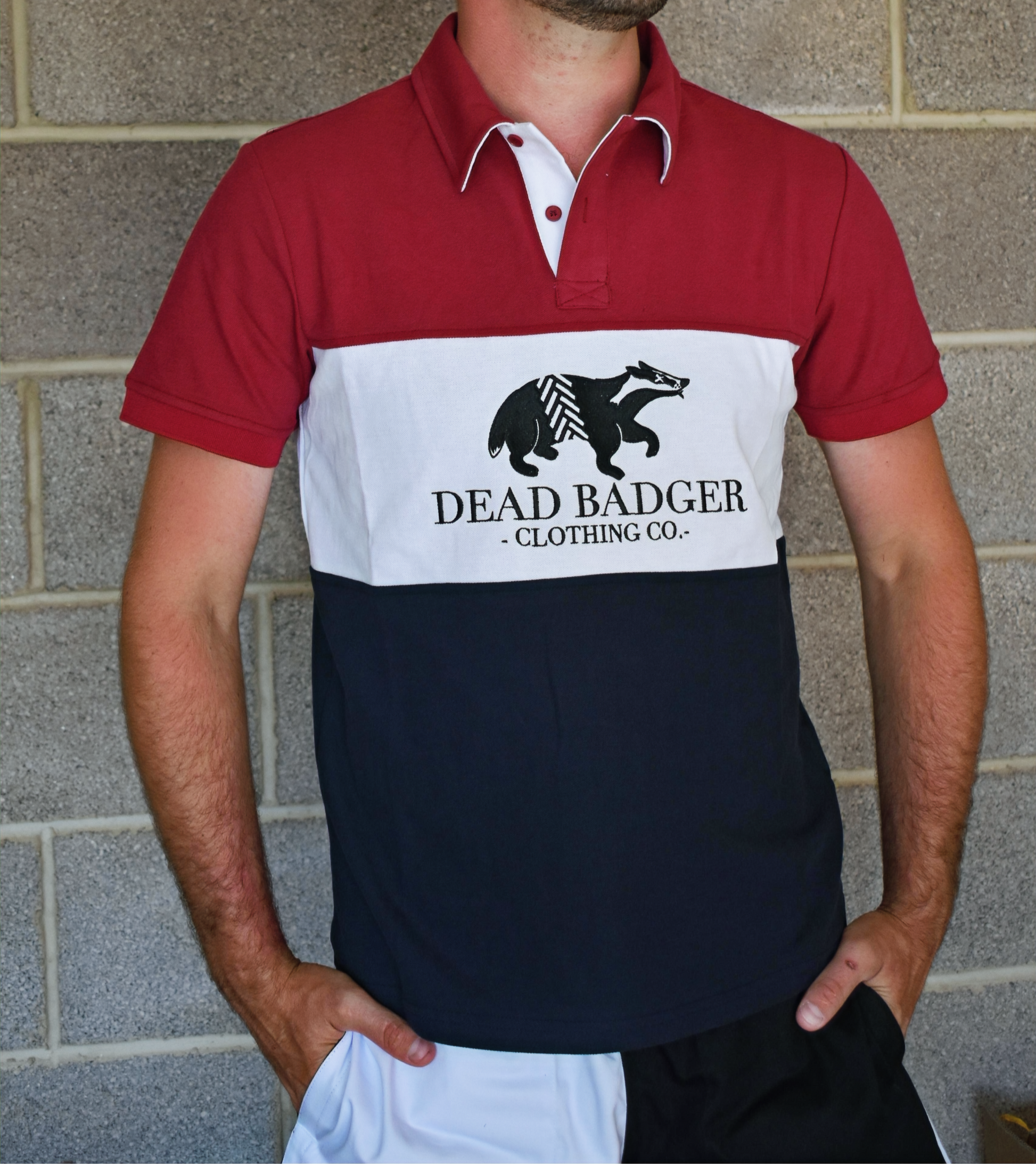 Dead Badger Clothing red polo front