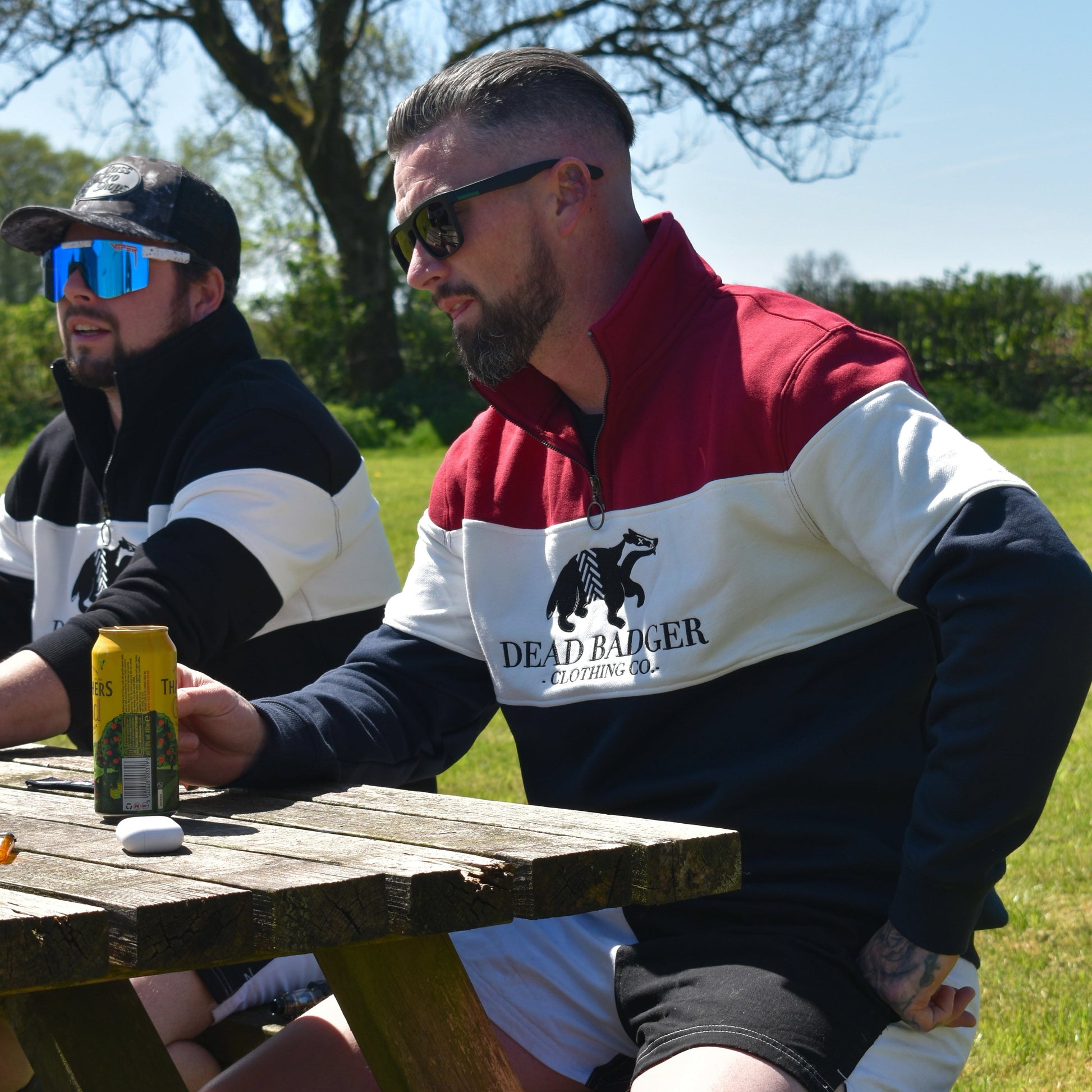 Dead Badger Clothing burgandy quarter zip jumper side
