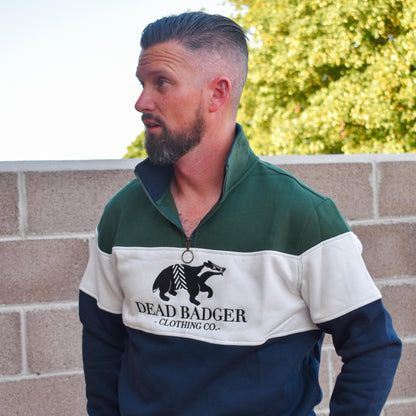 Dead Badger Clothing green quarter zip jumper side