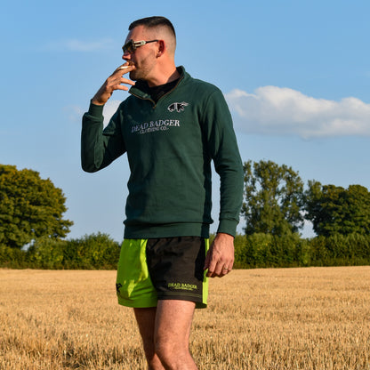 Dead Badger Clothing heritage green quarter zip jumper lifestyle