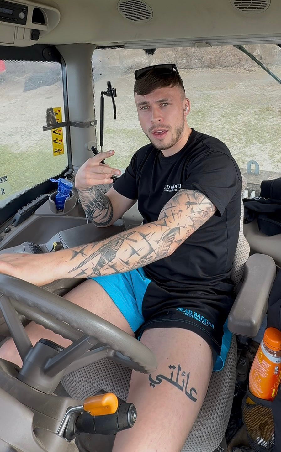 Dead Badger Clothing black and blue shorts lifestyle